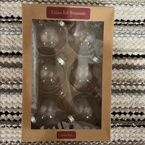 Christmas Medley, 6, clear, glass, ball, ornaments in each package. NWT! - Picture 2 of 3